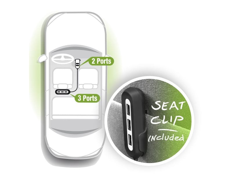 Bekijk afbeelding 4 van Ewent USB autolader, 5 (2+3) poort, 10.8A, zwart/grijs